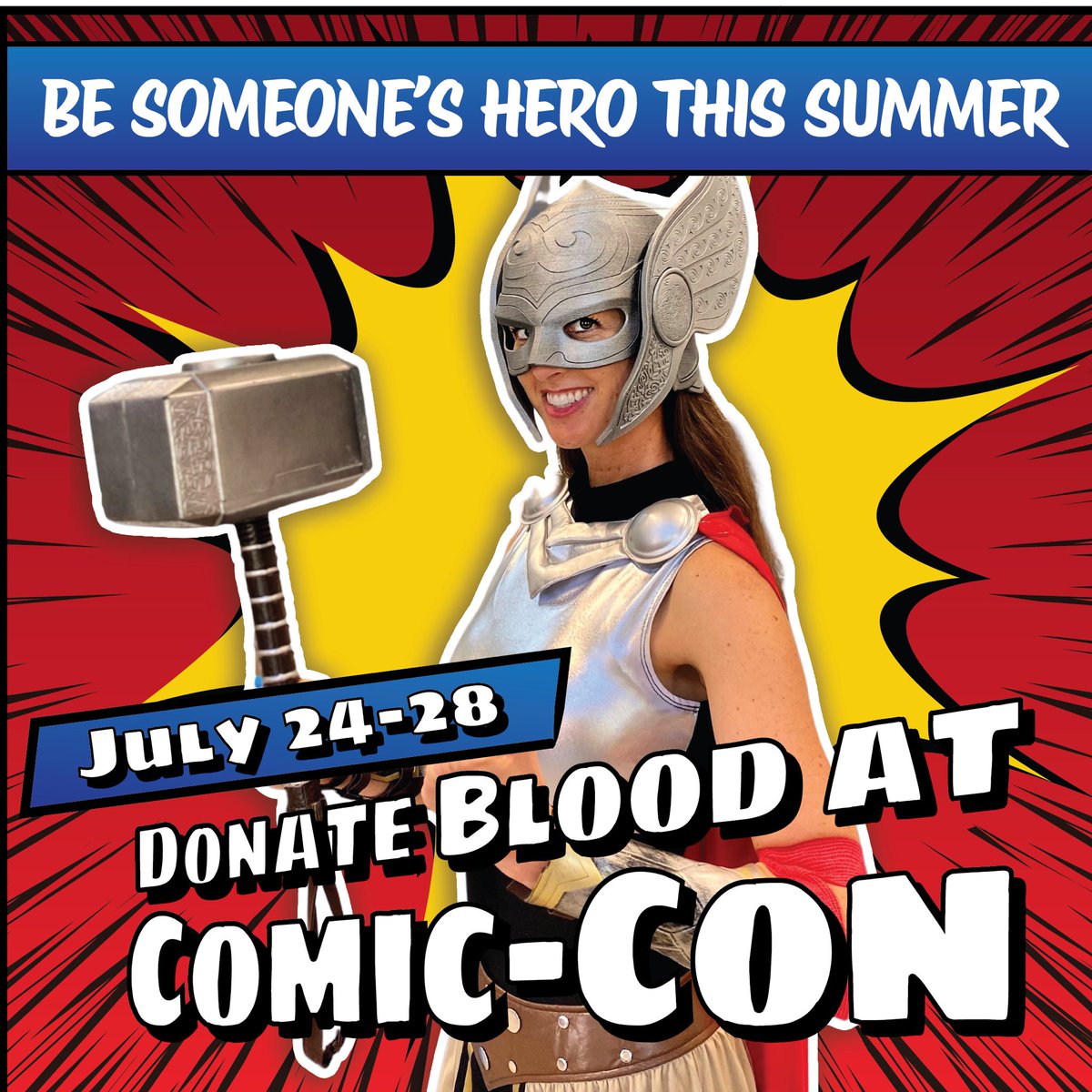 sdbloodbank's tweet photo. Looking to suit up when you catch #DeadpoolandWolverine next weekend? Get your limited-edition Marvel T-shirt when you donate blood during #SDCC2024 at the #comicconblooddrive
Save lives w/ @sdbloodbank & get #Marvel swag ➡️ https://t.co/VQV1ym5y3p https://t.co/tfjgCx20qW