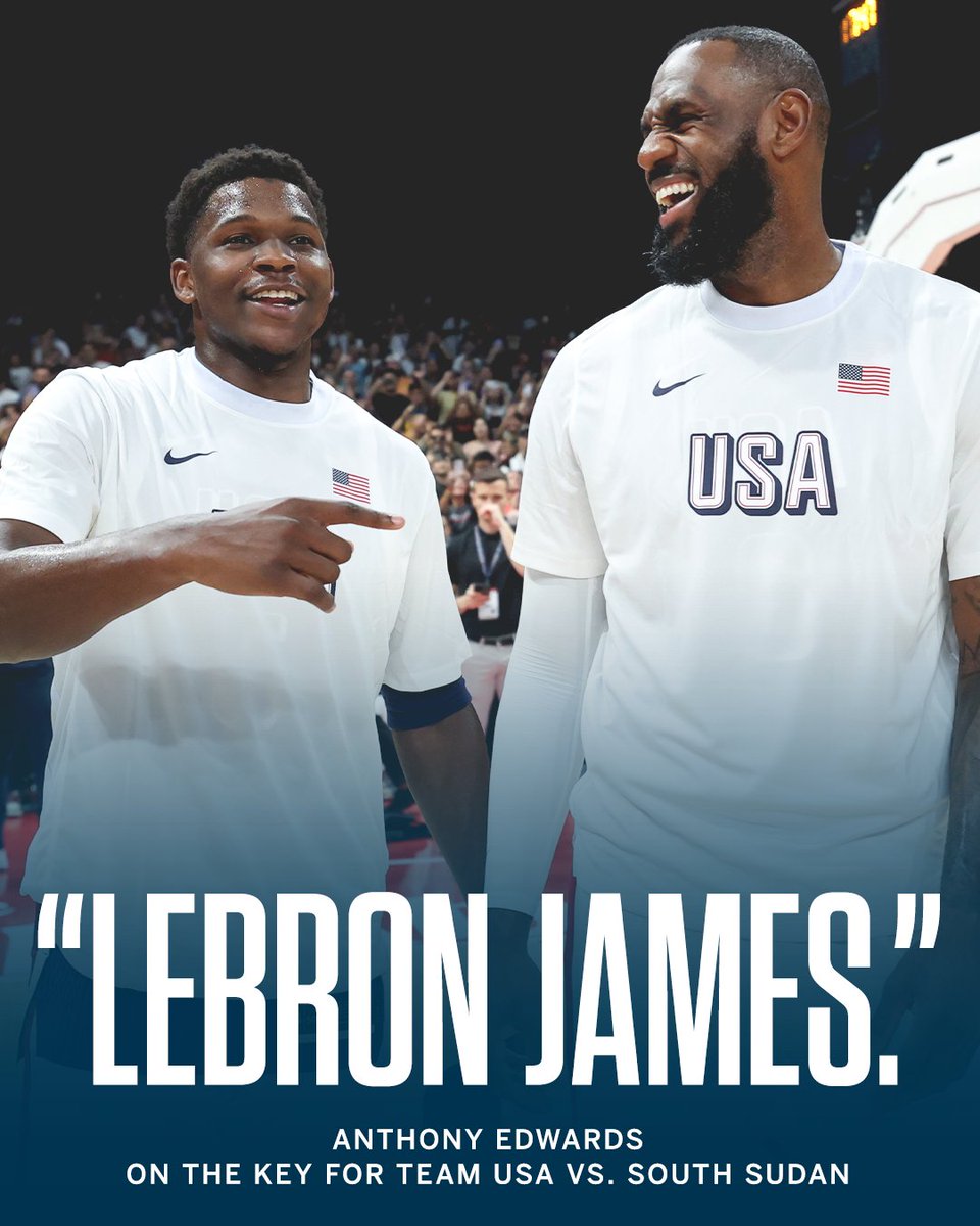ESPNNBA's tweet image. Ant kept it simple when asked about the key to Team USA's win 😂👑