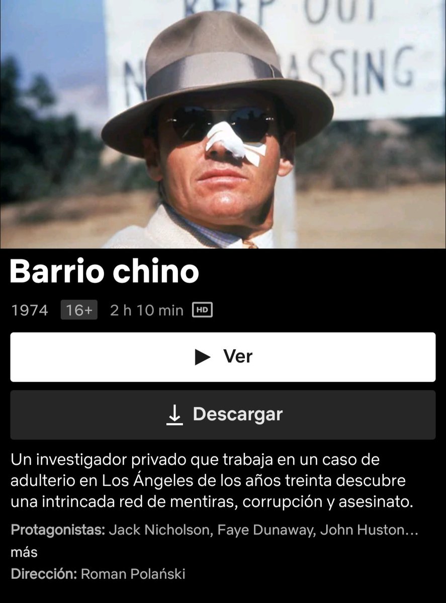 Netflix ha sumado a su grilla #Chinatown, Barrio Chino, obra maestra del policial negro moderno dirigida por Román Polanski. También sirve para adentrarse en ese maravilloso segmento que es el cine americano de los 70, acá plasmado empíricamente desde las corrientes europeas