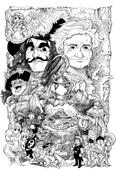 ロビン・ウィリアムズがピーター・パン演じた「フック」大好きだった(これも10年前に描いたもの) 