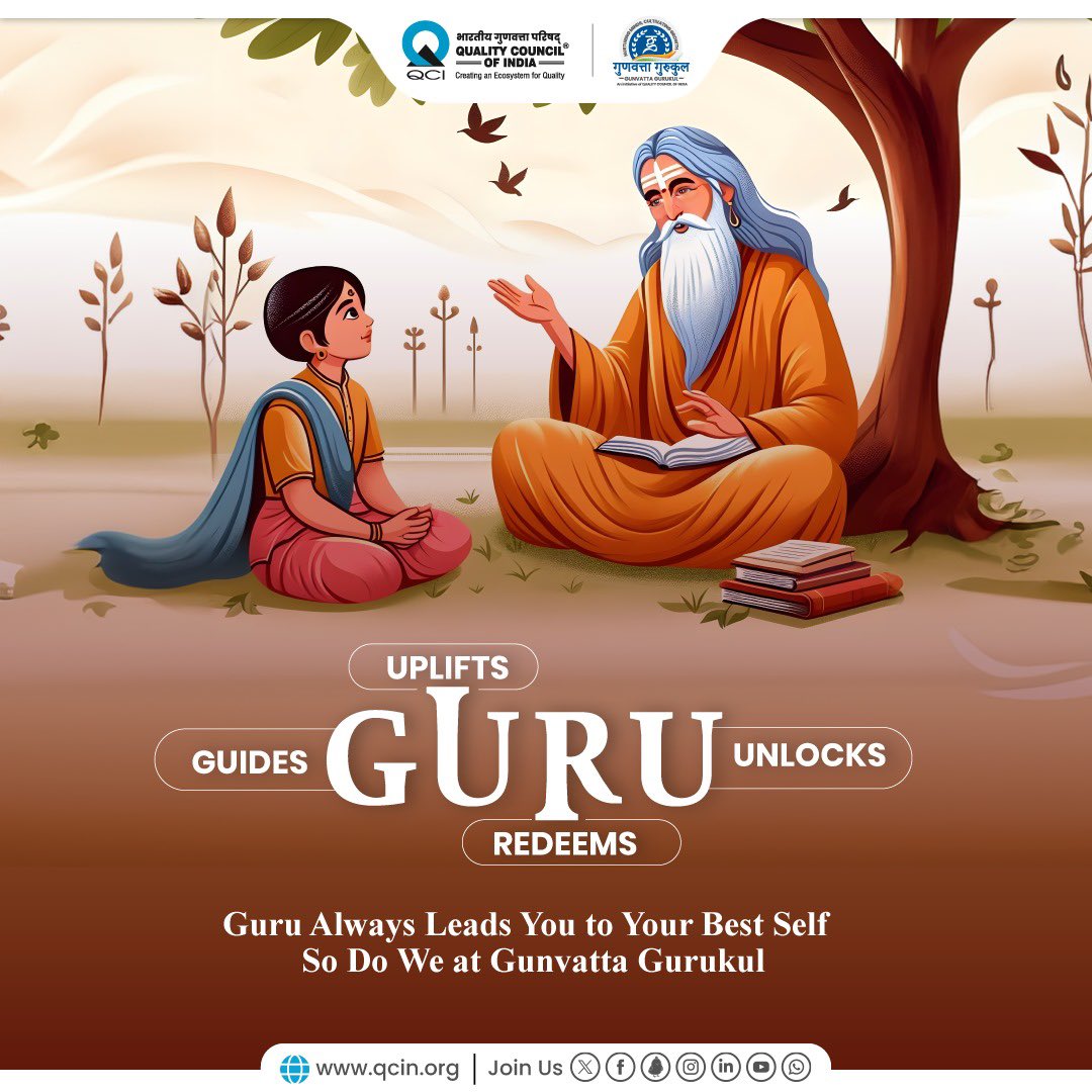 jaxayshah's tweet photo. For centuries, gurukuls led by enlightened gurus have been the bedrock of wisdom and societal harmony. At QCI's @gunvattagurukul, we strive to continue this legacy by replacing teaching with mentorship. Here, we nurture curiosity and reward brilliance with stipends, fostering a culture of scholarship. We're dedicated to shaping the future of our country, imparting essential skills to empower the next generation to become the architects of Viksit Bharat.
.
.
.
@narendramodi, @PMOIndia, @PiyushGoyal, @CimGOI, @QualityCouncil, @gunvattagurukul