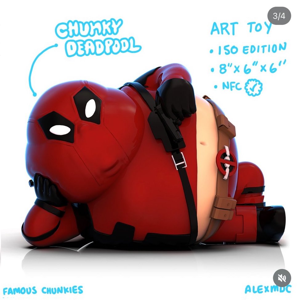 toysrevil's tweet photo. #TOYSREVILTOYNEWS: CHUNKY DEADPOOL by #AlexSolis on preorder via https://t.co/LCkq9EzsY6 (ETA Q4 2024), featuring sized 8x6x5.7 high-quality #Polystone #arttoy collectible, with NFC Authentication!

More (+)

#Deadpool
#parody
#toynews
#toysblog https://t.co/vF2QNAqIK7