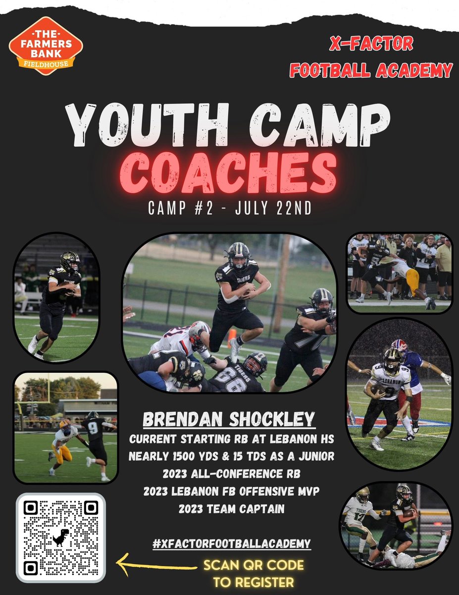 Aaron Young (@coachyoungxfqb) on Twitter photo 🔥Super excited to announce <a href="/Shockley9LHS/">Brendan Shockley</a> as our last @xfactorqbacademy Youth Camp Coach! Brendan is currently Lebanon’s starting RB and Team Captain 🏈 Excited to have him apart of the staff! Come camp with us and be developed. Link in Bio 🔴⚫️ 🔥Super excited to announce <a href="/Shockley9LHS/">Brendan Shockley</a> as our last @xfactorqbacademy Youth Camp Coach! Brendan is currently Lebanon’s starting RB and Team Captain 🏈 Excited to have him apart of the staff! Come camp with us and be developed. Link in Bio 🔴⚫️
