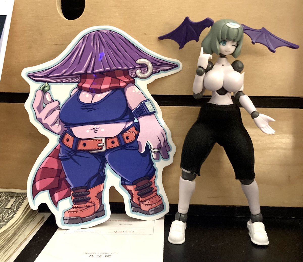 shadoboxxer's tweet photo. For scale, here’s the size of my new sticker of my squishy mushroom woman, Musha. #monstergirl #monsterwoman #torocomics https://t.co/2l0uYDaAYp
