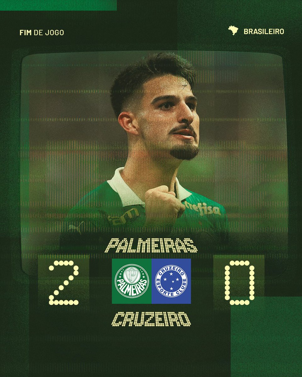 Palmeiras's tweet photo. O DATE PERFEITO É ESSE, FAMÍLIA: SÁBADO PERTINHO DE VOCÊS COM ➕3️⃣ PONTOS NO BOLSO! 🥰🔥

Liberados pro 𝒂𝒇𝒕𝒆𝒓! 👀

🏆 Palmeiras 2x0 Cruzeiro
⚽ López e Gabriel Menino

#AvantiPalestra #PALxCRU
#JuntosNoBrasileirão https://t.co/oyhULbXHMZ