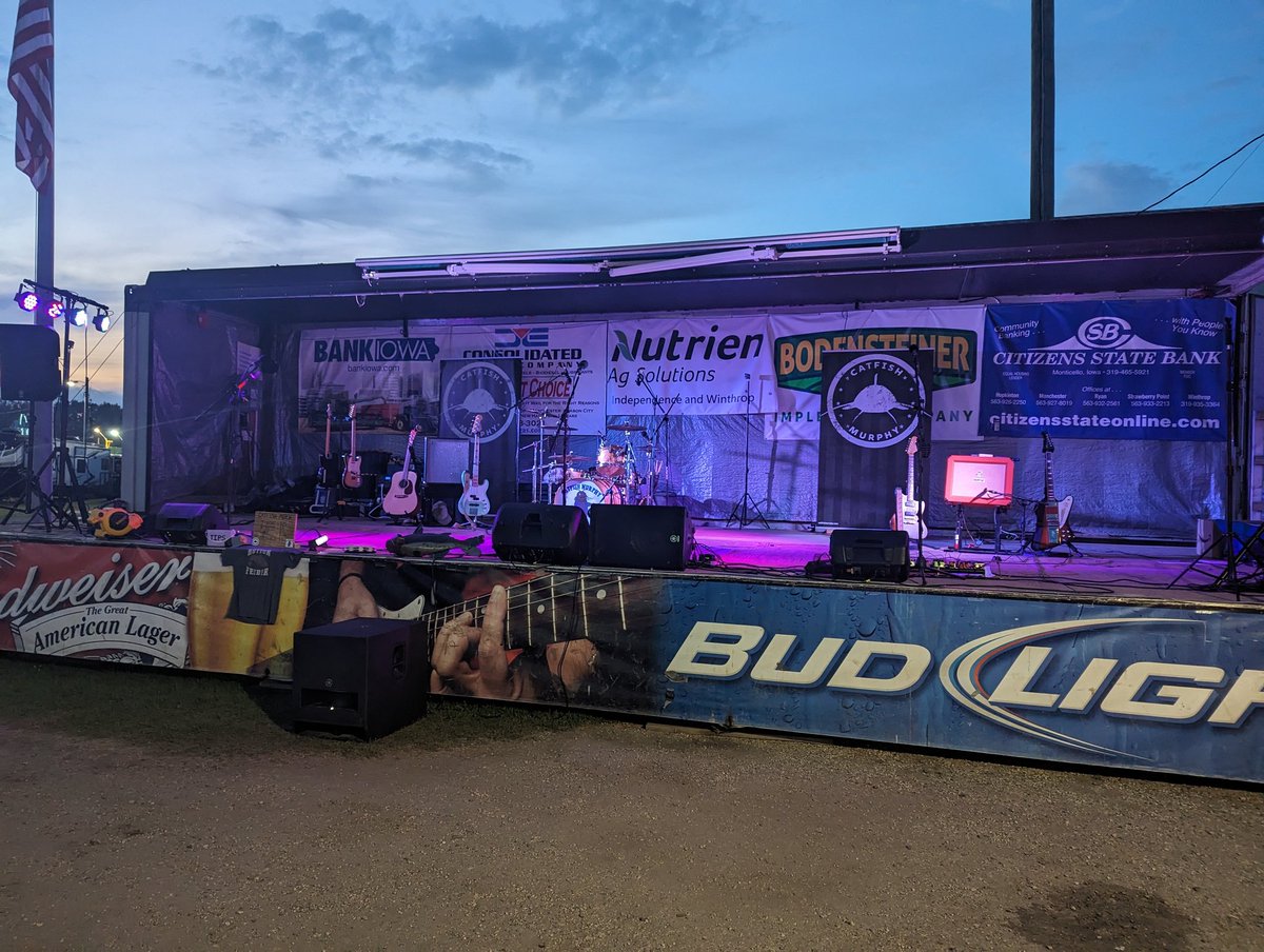 Catfish_Band's tweet photo. All setup for Buchanan County Fair in Independence... Beautiful night, come on out! https://t.co/1BZBv1ljJn