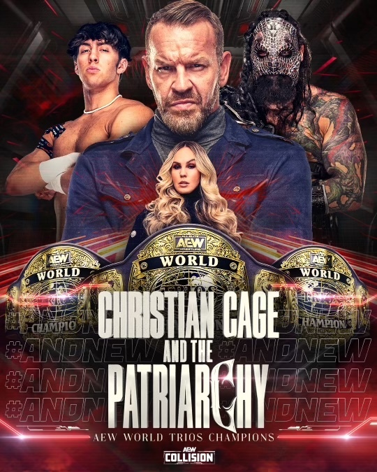 All Elite Wrestling (@aew) on Twitter photo #ANDNEW #AEW World Trio's Champions <a href="/Christian4Peeps/">Jay 'Christian' Reso</a>, <a href="/luchasaurus/">Luchasaurus</a> & <a href="/thenickwayne/">Nick Wayne</a> The Patriarchy! #ANDNEW #AEW World Trio's Champions <a href="/Christian4Peeps/">Jay 'Christian' Reso</a>, <a href="/luchasaurus/">Luchasaurus</a> & <a href="/thenickwayne/">Nick Wayne</a> The Patriarchy!