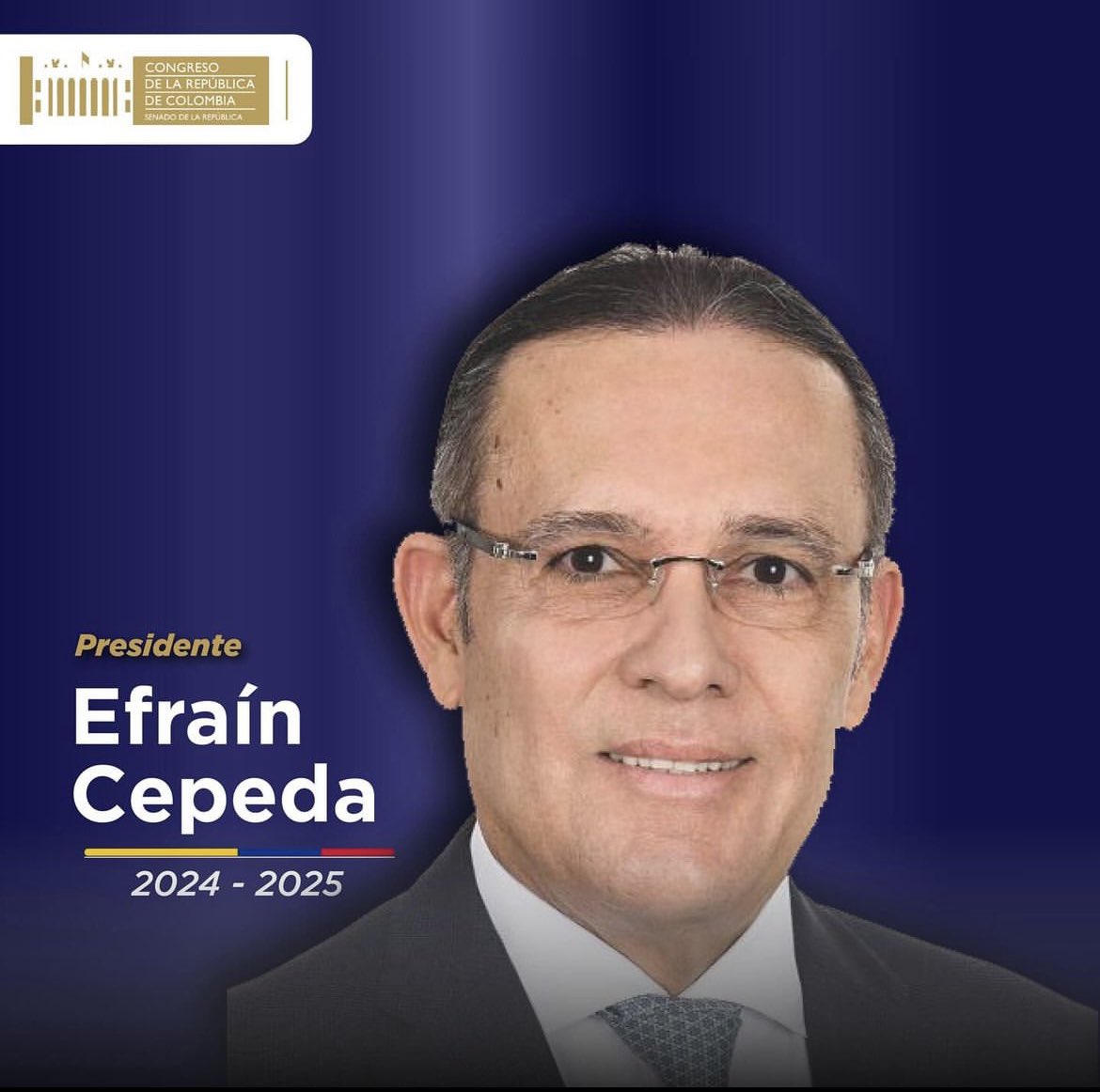 Iván Name Vásquez Senado (@ivannamevasquez) on Twitter photo Felicito al Senador <a href="/EfrainCepeda/">Efrain Cepeda</a> del partido <a href="/soyconservador/">Partido Conservador</a>, por su elección como Presidente del Congreso para el período legislativo 2024-2025. Felicito al Senador <a href="/EfrainCepeda/">Efrain Cepeda</a> del partido <a href="/soyconservador/">Partido Conservador</a>, por su elección como Presidente del Congreso para el período legislativo 2024-2025.