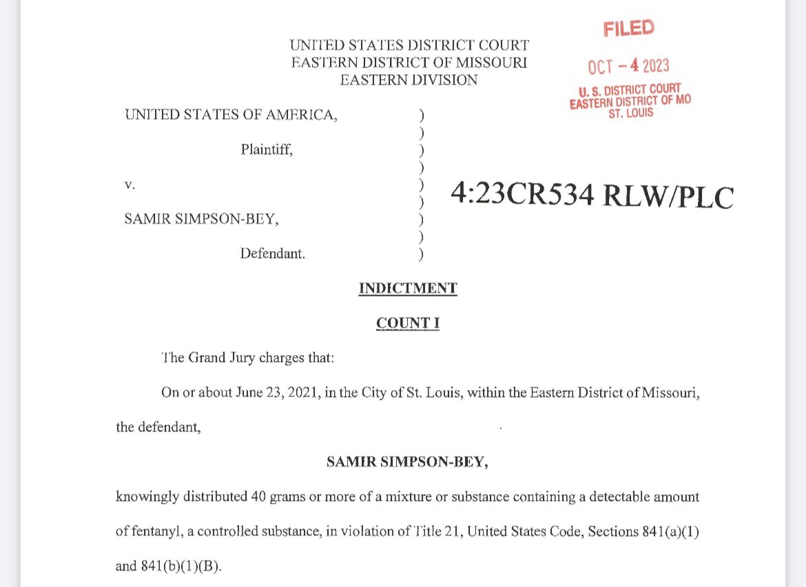 Samir Simpson-Bey, the Black Mafia Family member with Sinaloa cartel ties, was sentenced Wednesday to 71 months for distributing over 40 grams of Fentanyl - enough for 10,000 lethal doses. He was working out of Mayor Jones’ Office of Violence Prevention at the time of his arrest.