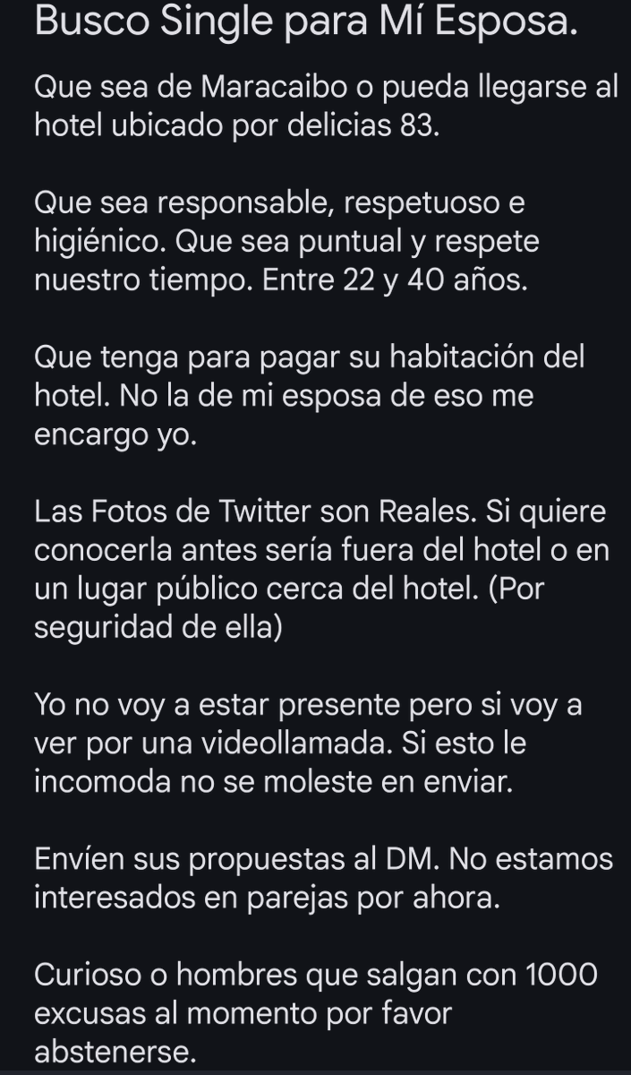 Parejaestable5's tweet photo. Buenas noches. El encuentro seria para el jueves o viernes de esta semana. Interesados enviar al DM. https://t.co/s9lRp1U9Jl