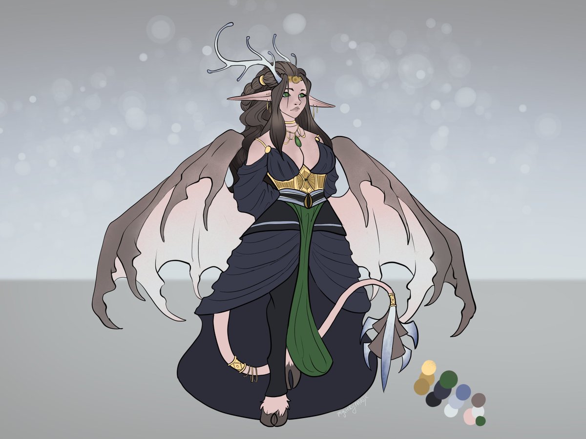 My #tiefling character for Dnd, Nelle! She recently got physically shifted by a higher entity so I figured an update was in order. Im getting pretty proud of my humanoids!

#dungeonsanddragons #dnd #humanoid #dndart #dndcharacter #bard #warlock #wizard #varianttiefling #cleric