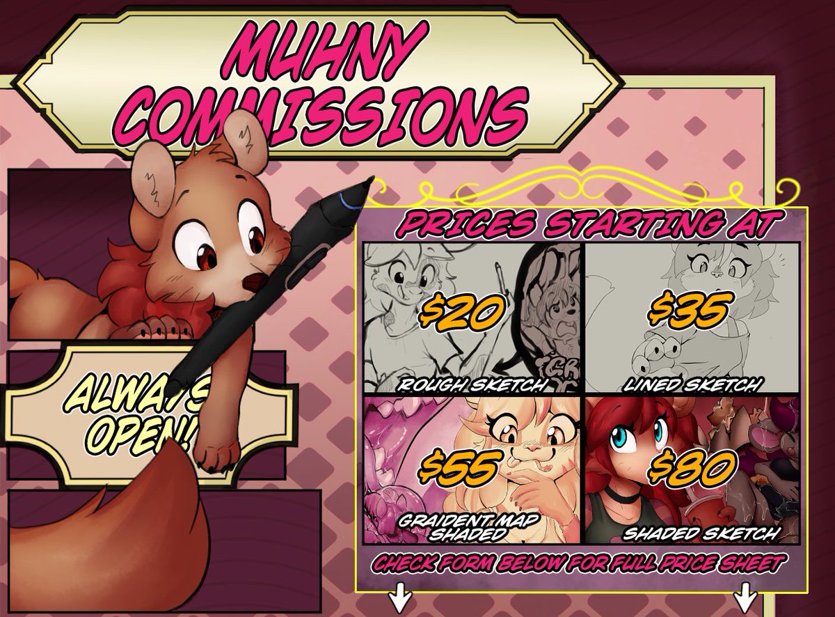 Hey everyone, commissions have been a little slow for me right now, so I wanted to take a moment to advertise a little. Your support is what allows me to keep making art, so it would be really appreciated if you spread the word!