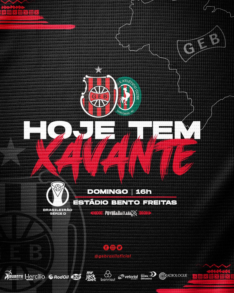 GEBrasilOficial's tweet photo. HOJE É DIA DE XAVANTE! 🔥🇹🇹
⚽️ Brasil ⚔️ Concórdia
🏆 Campeonato Brasileiro Série D
⚙️ 14ª rodada
⏰ 16h
🏟️ Bento Freitas
#Avante | #BRAxCON https://t.co/C5GmQdT927