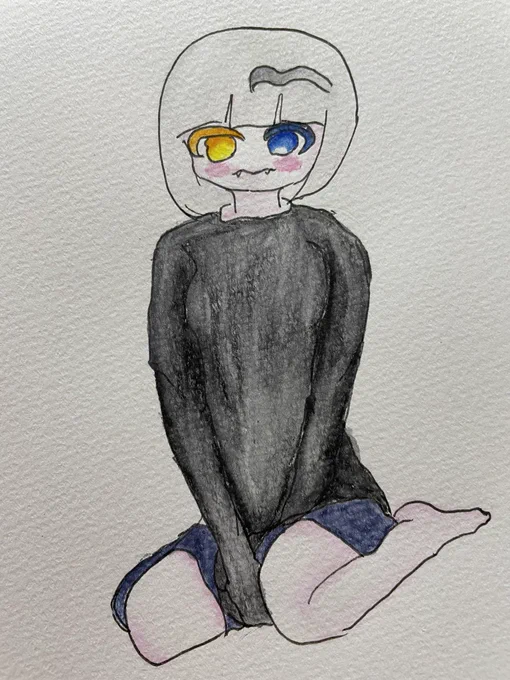 じっと見る吸血鬼!#オリキャラ#イラスト#アナログイラスト 