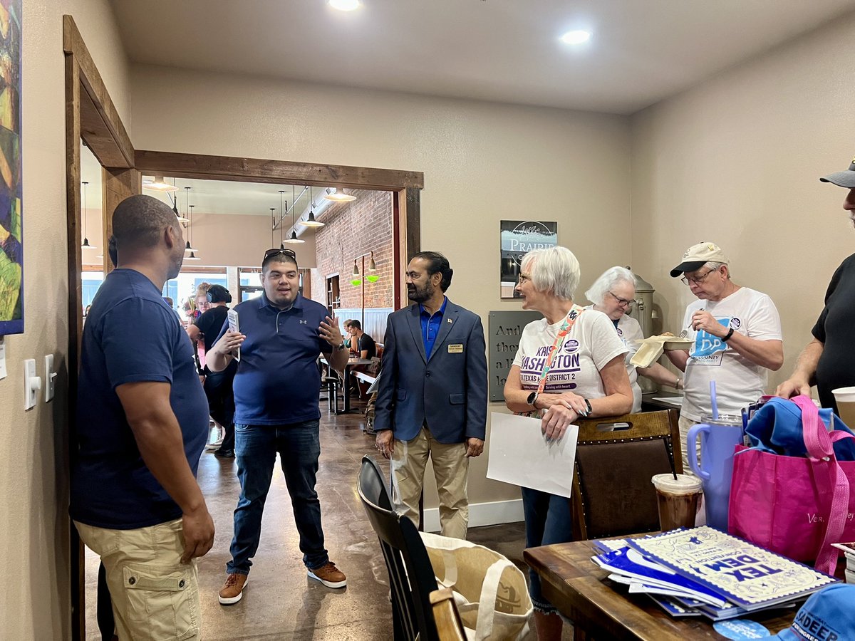 KWashington4HD2's tweet photo. Block walked in Greenville, TX with @sandeepfortexas . Met voters in North Greenville (Darktown), listened to concerns, shared our vision. Thanks to all volunteers! #TeamWashington #TXHD2 #TX03 #Democrats #TXLege https://t.co/rFS5qOvdSQ
