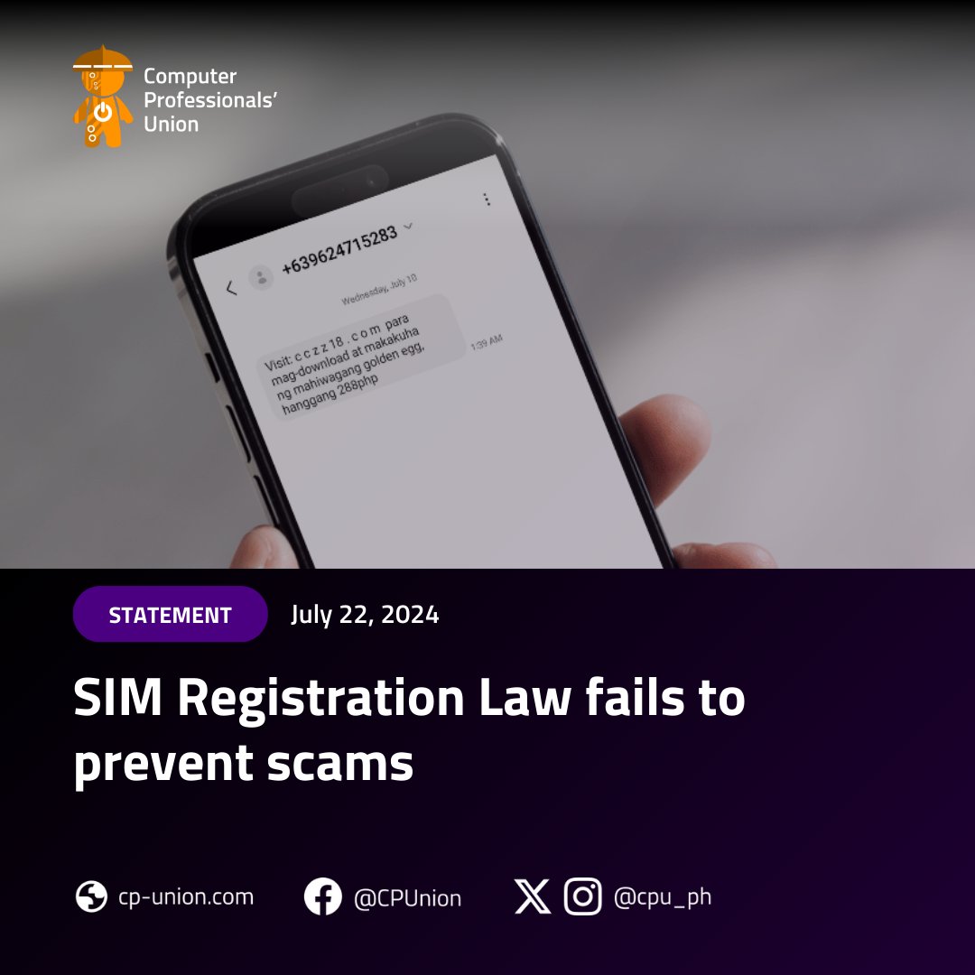 cpu_ph's tweet image. It has been nearly a year since the final deadline of the SIM Registration, yet many still complain about receiving scams. CPU surveyed 880 registered SIM subscribers from all regions of the Philippines to see their experience with SIM Registration. Here are the results: