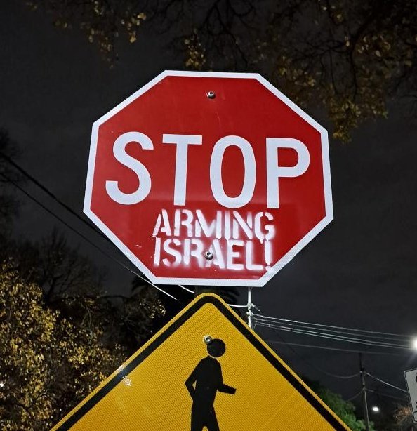 "Stop Arming Israel"
Stencil spotted in Carlton, Victoria