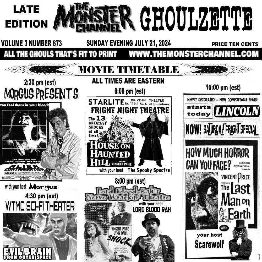 EerieLateNight's tweet photo. Sunday on The Monster Channel!
https://t.co/NvRAe8VnaE
#hackshorrorshow #donsbreakfastserialshow #nuttystreehouse #morguspresents #frightnighttheatre #thespookyspectre #lordbloodrah #saturdayfrightspecial #Scarewolf https://t.co/u2eRmLtvN7