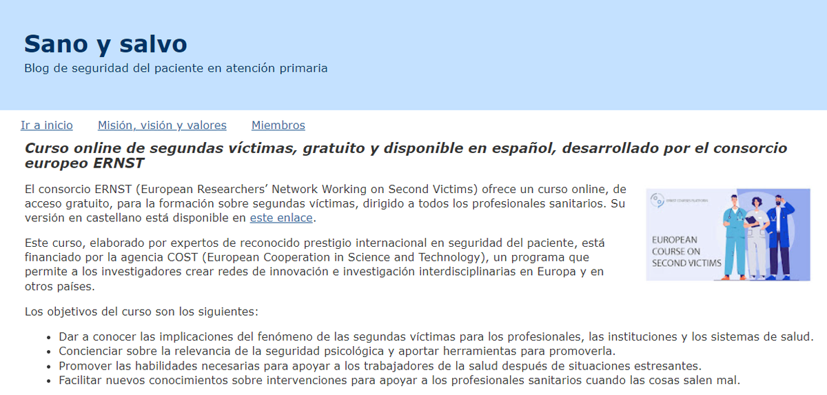 sanoysalvoblog's tweet photo. Curso online de segundas víctimas, gratuito y disponible en español, del consorcio europeo ERNST:
. elaborado por expertos internacionales
. 10 horas de formación
. certificado acreditativo tras completar los 7 módulos y una breve evaluación final
https://t.co/I881VX6SSZ
#SegPac https://t.co/OHZFDUDUc5