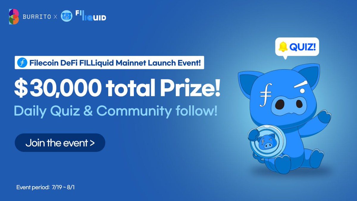 🌯Download Burrito wallet on your phone, and participate in a $30,000 quiz event! <a href="/BurritoWallet/">BurritoWorld KR</a>  <a href="/Filecoin/">Filecoin</a> 

😊FILLiquid Community is all about learning and growing together! 

🥰Experience Web3 easily! Learn about Filecoin and understand its ecosystem!

Join now!! 🚀🚀