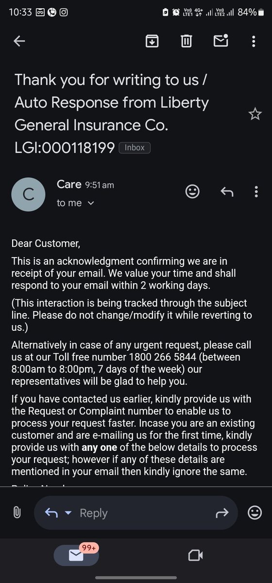 rahatarwaj's tweet photo. @LibertyGILtd @irdaindia This is today reply 
Is this your service @LibertyGILtd ???
Dude, it's been almost 17 days and you still haven't changed the model name in the policy. What's up with that?
@IREDALtd https://t.co/fPuIYBKFbg
