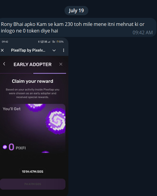 RonyXBT's tweet photo. In my opinion, @pixelverse_xyz have to take of their community. 

Many users got 0-pixel tokens which means they don't have the value of the user's time and efforts which they gave.

They also announced the claiming and eligibility criteria at the end which might be unfair 

Not fair airdrop !!!

Comment down your thoughts and tag them 💭

#PIXFI #pixelverese