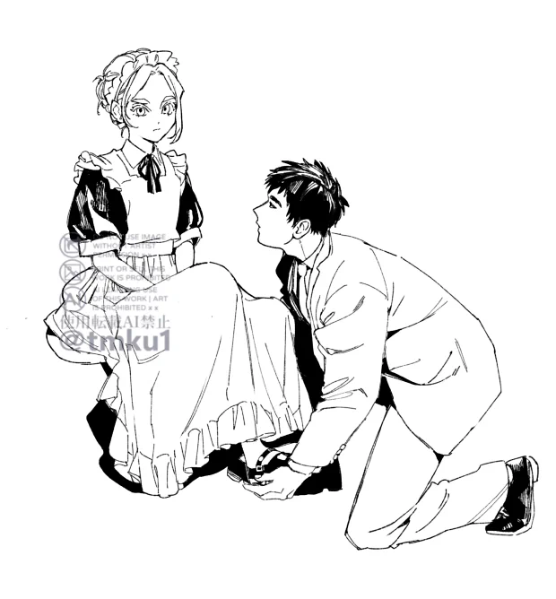 主人に靴履かせるメイド
#ララの結婚 