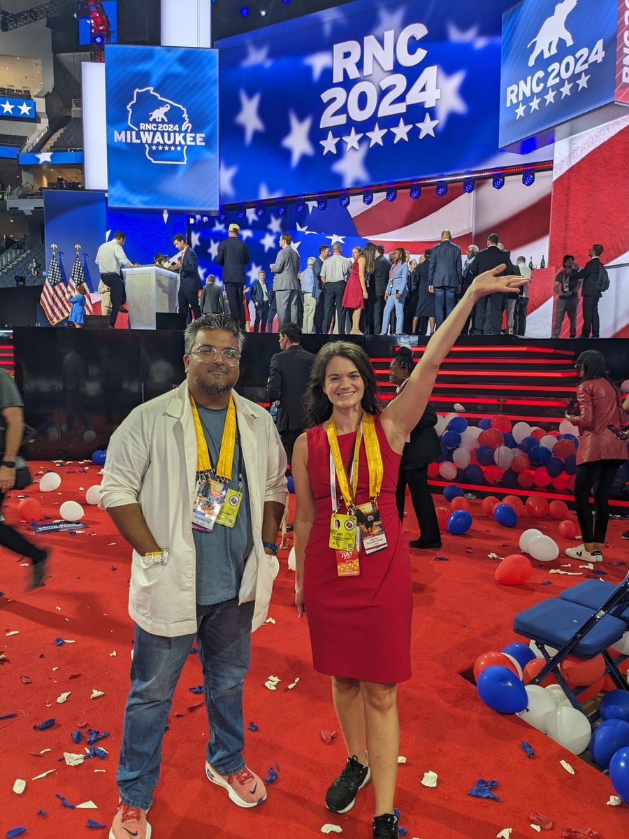 AmyDeLaura's tweet photo. That's a wrap on the best ever Republican National Convention with the dream team @shaanmemon 

We will still be emptying our notebooks in the coming days as there are many stories left to be told. 

Find them @dcexaminer https://t.co/cSP45dzwki