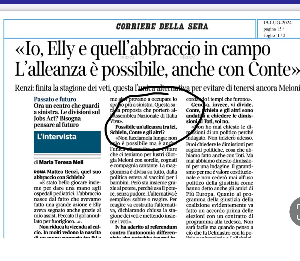 marattin's tweet photo. Dopo la pesante sconfitta del 8-9 giugno, Matteo Renzi - Presidente di Italia Viva - aveva annunciato un Congresso di Italia Viva per fare due cose: scegliere la linea politica (tra “Margherita 2.0” e “nuovo Terzo Polo”) e, cosa molto meno importante, per scegliere il nuovo presidente nazionale. 

Poco più di un mese dopo, leggiamo sui giornali che la prospettiva pare essere cambiata: a compiere la scelta più importante dalla nascita di IV (cioè quale collocazione politica avere) non saranno gli iscritti ma l’Assemblea Nazionale, i cui membri sono tutti nominati da Matteo.

 Il quale, a differenza di quanto detto pochi giorni fa in un’intervista, la sua scelta a questo punto l’ha fatta: il futuro di IV è fare il “bilanciamento riformista” di chi vuole la patrimoniale, uscire dalla NATO, abolire il Jobs Act, ecc. Nel “campo largo” con Conte e Fratoianni.

Forse lo spazio sul Corriere era poco e occorreva sintetizzare il concetto: tuttavia per sicurezza chiedo a Matteo di chiarire fin da subito che proporrà all’Assemblea di far compiere questa decisiva scelta a tutta la comunità di Italia Viva, tramite un congresso sereno, trasparente e leale. In cui far scegliere a tutti gli iscritti la collocazione politica del partito.

Non si comprende, infatti, cosa ci sia di tanto sbagliato - o pericoloso - nel far scegliere a tutta la comunità politica di Italia Viva il proprio futuro politico.