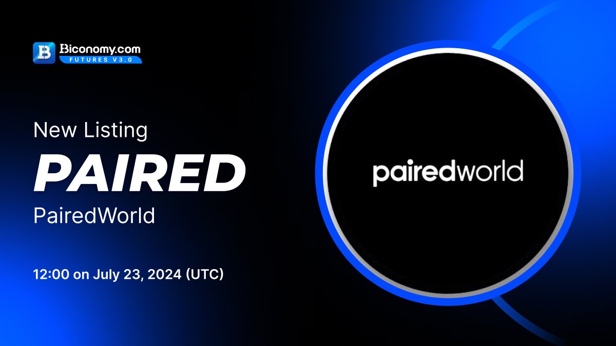 BiconomyCom's tweet photo. 🚀NEW LISTING🔥 $PAIRED

#Biconomy will list @PairedWorld and open the #PAIRED / #USDT trading pair at 12:00 on July 23, 2024 (UTC)🔥 

🗓️Open deposit time: 12:00 on July 22, 2024 (UTC)
     Open withdrawal time: 12:00 on July 24, 2024 (UTC)  

About  #PairedWorld：
PairedWorld is the first & only social protocol that authenticates and rewards Real World Interactions, powered by the $PAIRED token. While tackling societal challenges such as digital addiction and loneliness, the protocol also introduces a fresh avenue for online communities to manifest in the physical world, opening new chapters in SocialFi, DeSoc and new data sets (RWIs) for consumer brands.

Full details👉https://t.co/nMFDhmPSXM

#BiconomyExchange #BIT #Crypto #Blockchain #Trading #cryptomarket #bitcoin #cryptocurrency #cryptonews #cryptocurrencynews #cryptocurrencies #web3 #listing #altcoins #memecoins #cryptoexchange #listings #altcoin #GameFi #BlockchainGaming