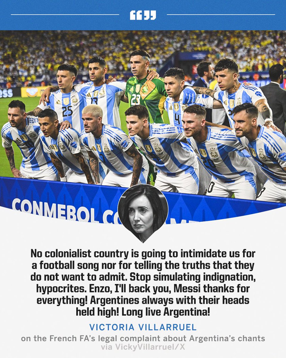 Argentina's vice president Victoria Villarruel has declared her support to Enzo Fernandez upon Argentina's 'football song'.