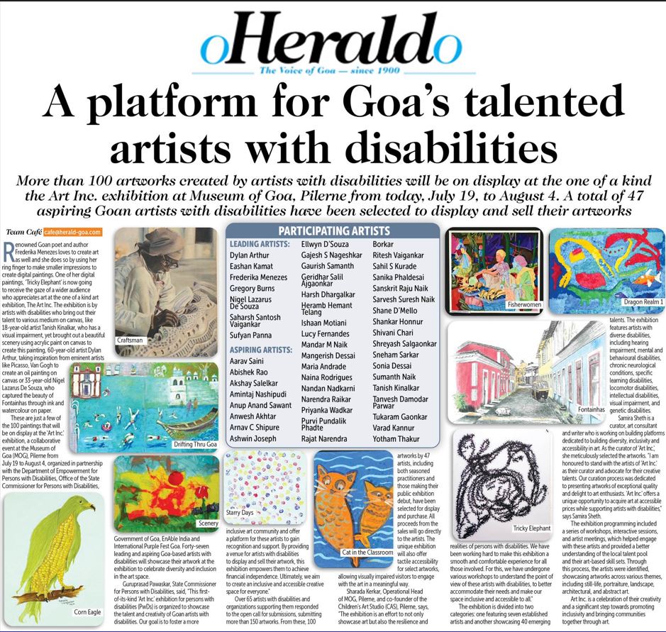 PrakashWKamatPK's tweet photo. Art Exhibition for persons with disabilities curated @SamiraSheth at Museum of Goa(MoG)  inaugurated by Goa Minist 4 Social Welfare @Subhash_phal_desai &amp; @discommgoa @grpawaskar. Organised by ART INC.&amp; @enableindia
Salute 2 @ShardaKerkar &amp; @subodhgoa 4 this inclusive initiative🙏 https://t.co/iWfgMyiq8l
