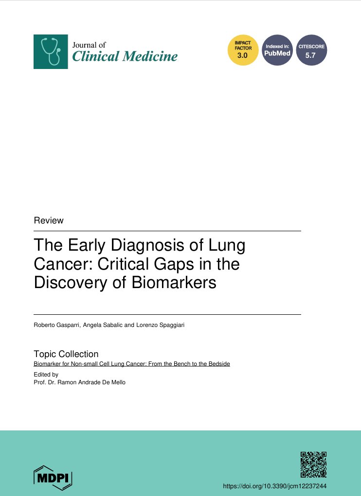 sibyldai's tweet photo. 📢Call For Reading @JCM_MDPI:
📋The Early Diagnosis of Lung Cancer: Critical Gaps in the Discovery of Biomarkers
🖊️By Roberto Gasparri, et al.
🔗Link: https://t.co/GMYG9snsCb

#mdpijcm
#arlydiagnosis
#lungcancer
#biomarkers
#bodyfluids
#researchmanagement https://t.co/a8aBlomAVx