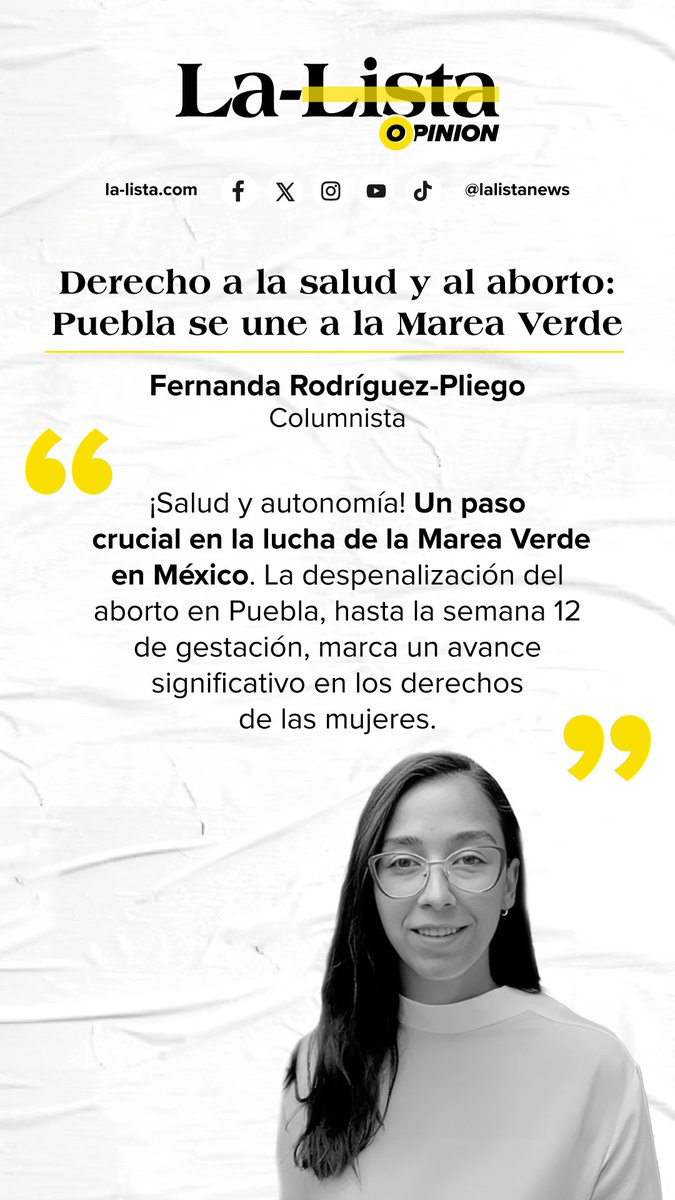 LaListaDeportes's tweet photo. #Opinión | Derecho a la salud y al aborto: Puebla se une a la Marea Verde.

Por @ferropli / #LaListaNews 🖊️

📌 https://t.co/RXfMYDxPnV https://t.co/JYGCVuwJqW