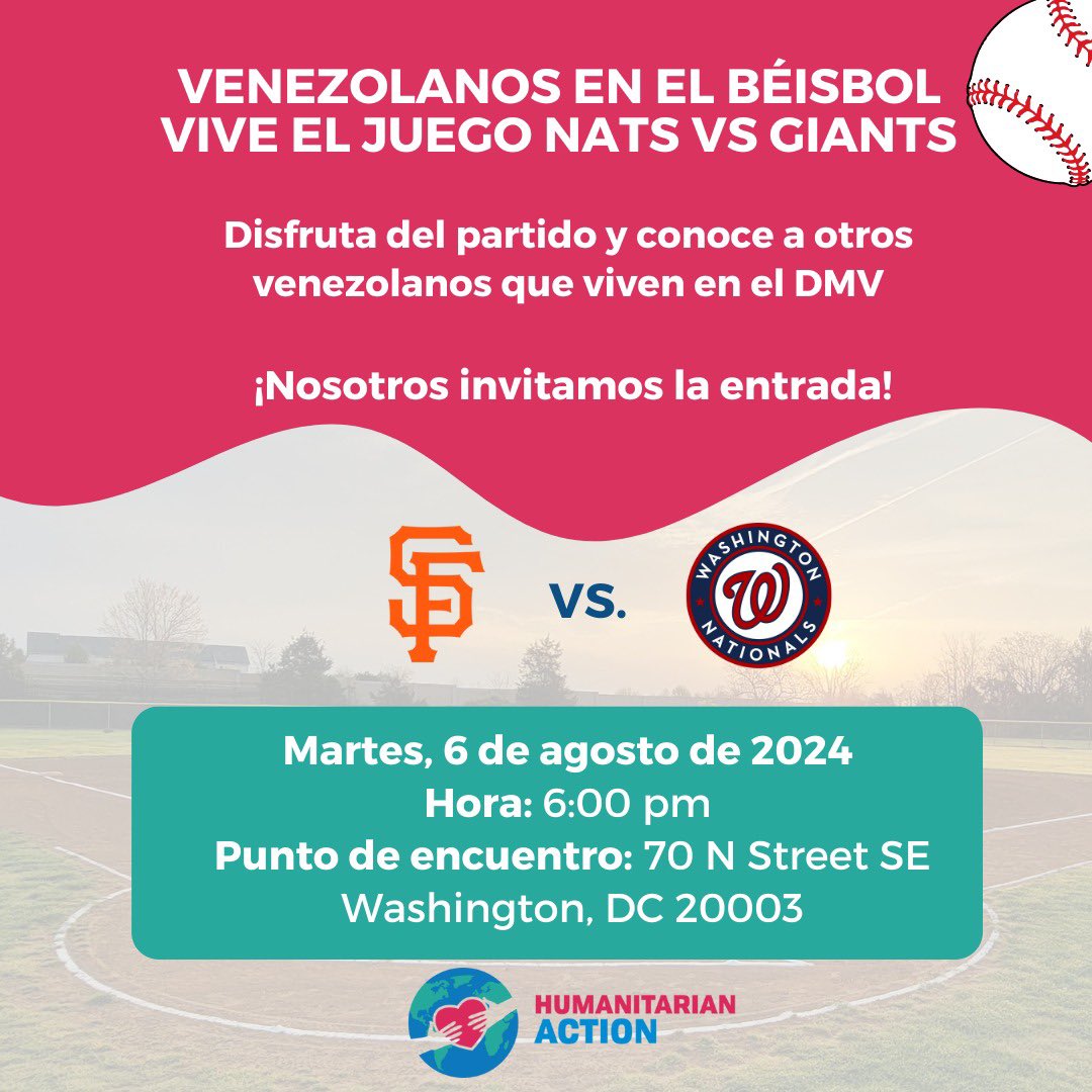 Nos ganamos un grant con los <a href="/Nationals/">Washington Nationals</a> y ahora los migrantes venezolanos podrán ir a ver los juegos de las grandes ligas. Si vives en el DMV y eres venezolano regístrate en el siguiente link y postúlate para ganar entradas gratuitas  docs.google.com/forms/d/e/1FAI…