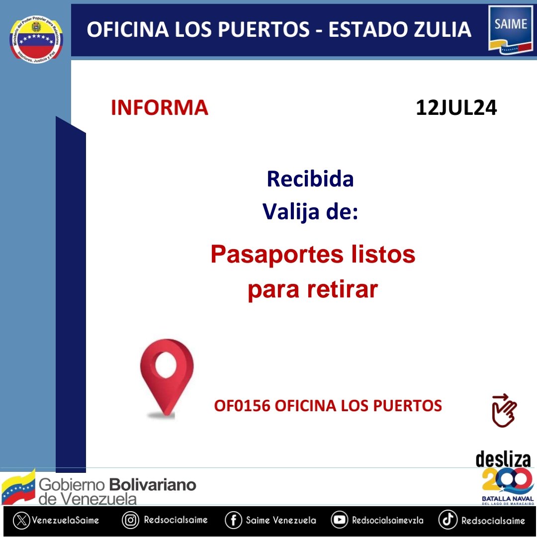 saimezuliaof's tweet photo. #Zulia ➡️ Nuevo listado de #pasaportes y para retirar en la Oficina Saime Los Puertos @MijpVzla @CeballosIchaso1 @VenezuelaSaime #saime #Zulia https://t.co/nJZYf39i5G