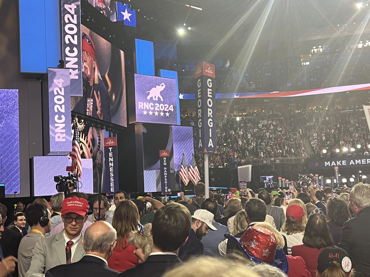 DavidShafer's tweet photo. Hulk Hogan just endorsed “the greatest tag team of all time” - @realDonaldTrump and @JDVance1! #MAGA #RNC #RNC2024 https://t.co/O6RRHDcK1J