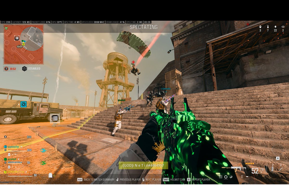 Raisingz1's tweet photo. @RavenSoftware @SHGames 

Just found 3 brazilian top 250 getting boosted and fed by an entire 6 man squad that was just giving them kills all game. 

COD can't be a competitive game with clowns like this on the game. 

Squad was: "yeezyfps, mlkzK and iNeTin" https://t.co/xjFFC0Lz9O