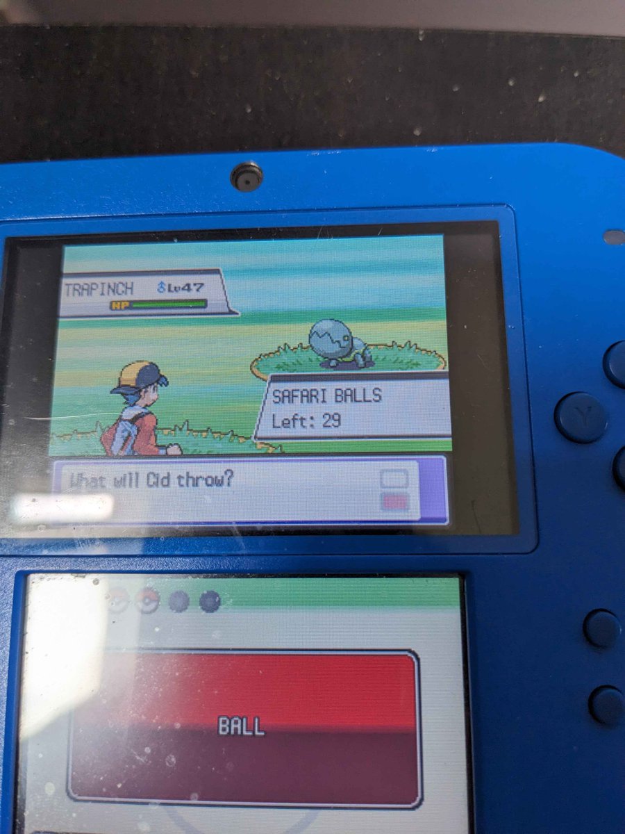 Cidjd2's tweet photo. I had a long power outage a couple days ago so I got bored and went to the safari again. Found a Trapinch that fled after 1 ball then a second one 6 minutes later that was caught. My shortest phase to date (<15) https://t.co/i667wadZSx