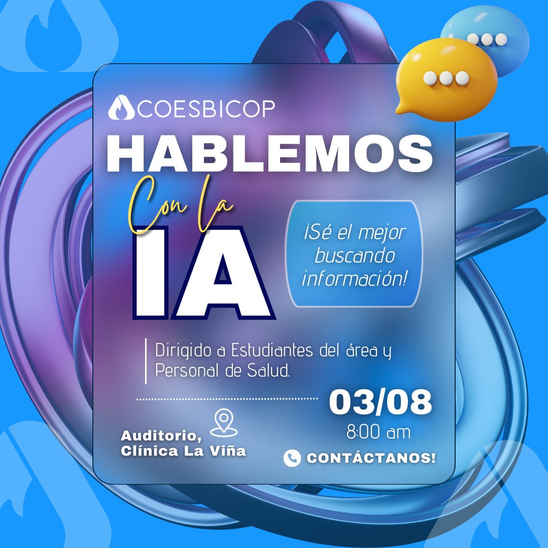 coesbicop's tweet photo. ¿Te gustaría aprender a usar Chat GPT para optimizar tu estudio y trabajo?
Aprende a usar los mejores Prompts en Copilot:

• Aplicaciones en el área de la salud🩺
• Casos prácticos y ejemplos reales📖
 Y más...
#InteligenciaArtificial #Estudio #COESBICOP #medicine
#tecnologia https://t.co/vifvRMDBBk