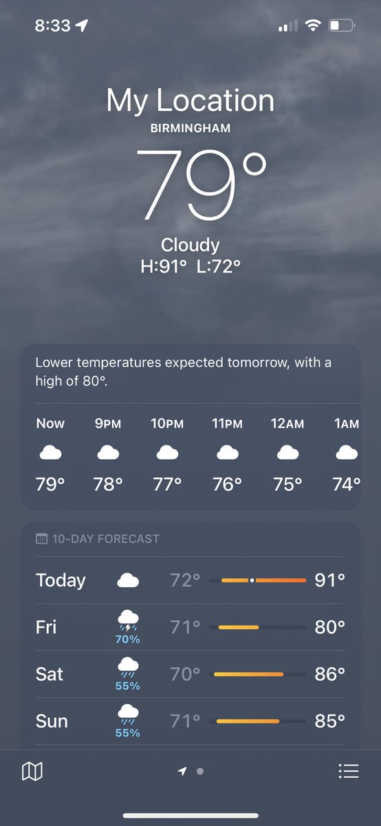 GretchInThe205's tweet photo. As of now, the weather app is saying a high temp of 80 tomorrow. Is this the rapture? Hell finally freezing? Sign me up. https://t.co/jLMgsqf5Jd