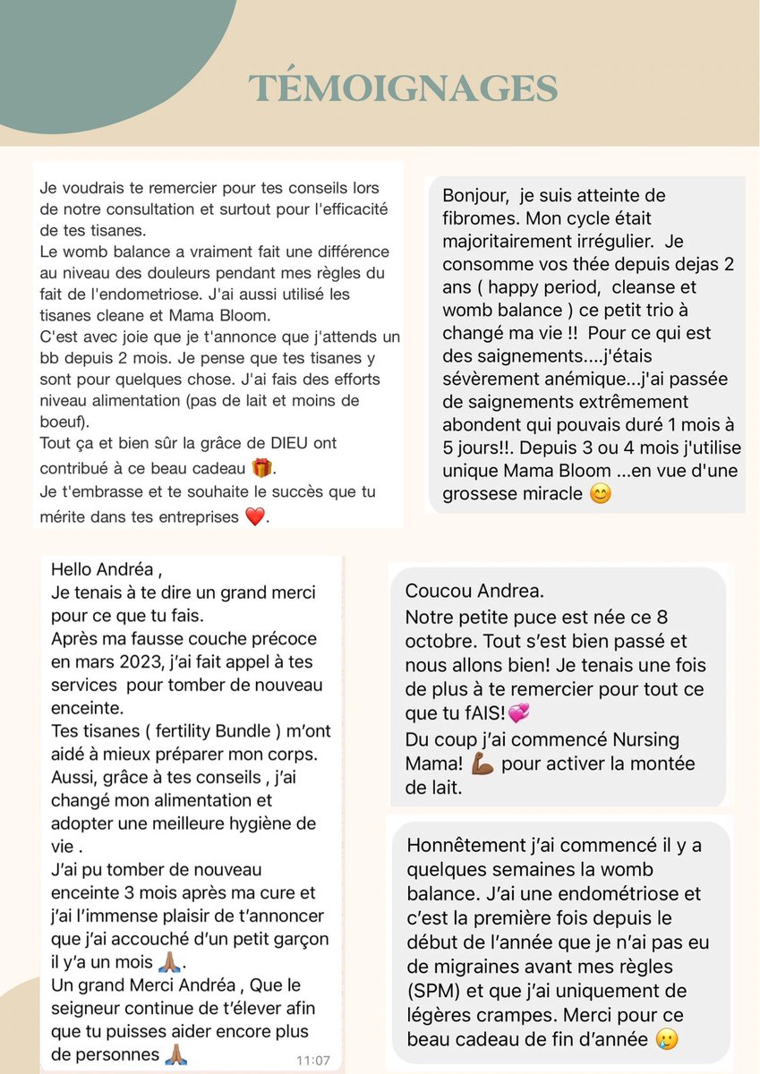 AndreaBomo's tweet photo. En 5 ans, notre impact est palpable. +300 bébés miracles nés, +10000 témoignages de femmes libérées des symptômes de l’endométriose, de fibromes, du SOPK ou de l’adénomyose qui handicapaient leur vie. Tout cela par la grâce de Dieu. Je vous laisse quelques témoignages 💛🥹🙏🏾 https://t.co/24lKYuZM4W