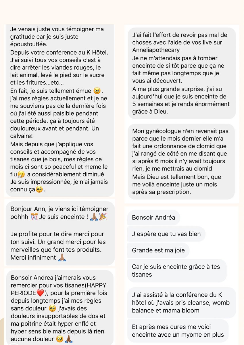 AndreaBomo's tweet photo. En 5 ans, notre impact est palpable. +300 bébés miracles nés, +10000 témoignages de femmes libérées des symptômes de l’endométriose, de fibromes, du SOPK ou de l’adénomyose qui handicapaient leur vie. Tout cela par la grâce de Dieu. Je vous laisse quelques témoignages 💛🥹🙏🏾 https://t.co/24lKYuZM4W
