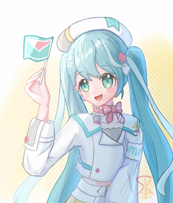 圣晴天空さんのミクさん!ちっちゃな旗を振る姿がとてもキュートだホー(*'艸`*)【】 #piapro #初音ミク 