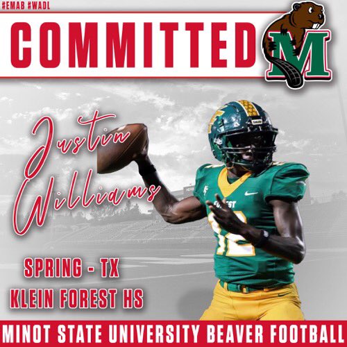 Justin Williams (@5starqb2) on Twitter photo #AGTG Iโm proudly to announce that I have committed to Minot State University. Thank you to all my coaches that help me along the way #GOBEAVERS <a href="/MSUBeaversFB/">Minot State Football</a> <a href="/Coach_Mitch2/">Semaj Mitchell</a> <a href="/coachshields/">Ian Shields</a> <a href="/1CoachVaughn/">Coach Vaughn</a> <a href="/Dabo1056/">Dabo Davis</a> <a href="/Coachmwatkins1/">Coach Watkins M.Ed</a> <a href="/joeagleason/">Joe Gleason</a> #AGTG Iโm proudly to announce that I have committed to Minot State University. Thank you to all my coaches that help me along the way #GOBEAVERS <a href="/MSUBeaversFB/">Minot State Football</a> <a href="/Coach_Mitch2/">Semaj Mitchell</a> <a href="/coachshields/">Ian Shields</a> <a href="/1CoachVaughn/">Coach Vaughn</a> <a href="/Dabo1056/">Dabo Davis</a> <a href="/Coachmwatkins1/">Coach Watkins M.Ed</a> <a href="/joeagleason/">Joe Gleason</a>