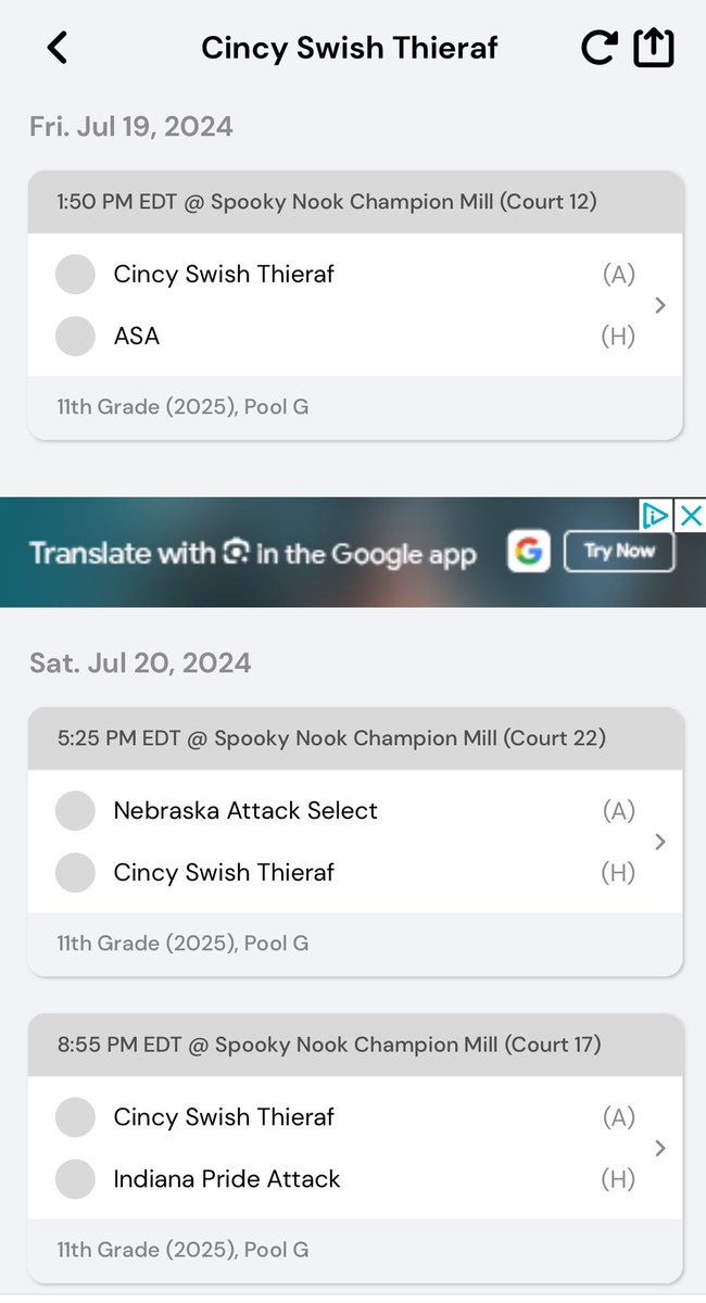CincySwish's tweet photo. Cincy Swish Thierauf25 pool play schedule for The Finale at Spooky Nook in Hamilton. Last tourney of the season! #ExposureTime https://t.co/dE58MEwrDr