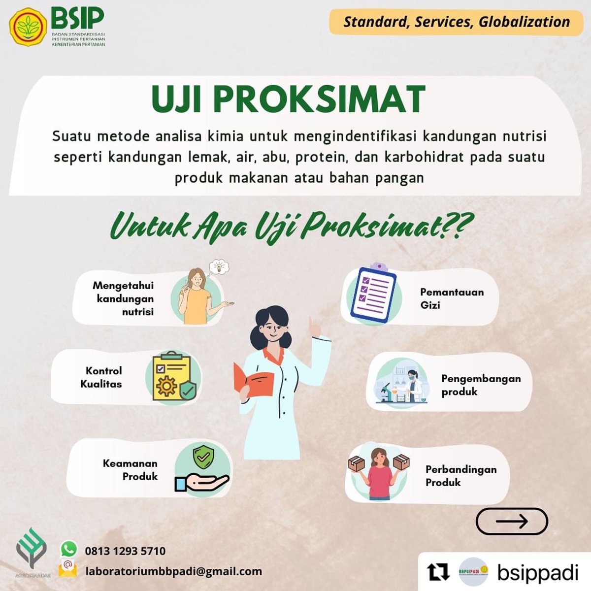 brmpkementan's tweet photo. #Repost @bsippadi
・・・
Hai Sobat Padi...ingin tahu tentang kandungan nutrisi yang ada dalam beras?
#NutrisiBeras #UjiProksimat #BBPSIPadi #LaboratoriumPenguji #BerasSehat https://t.co/tabomtwNNY