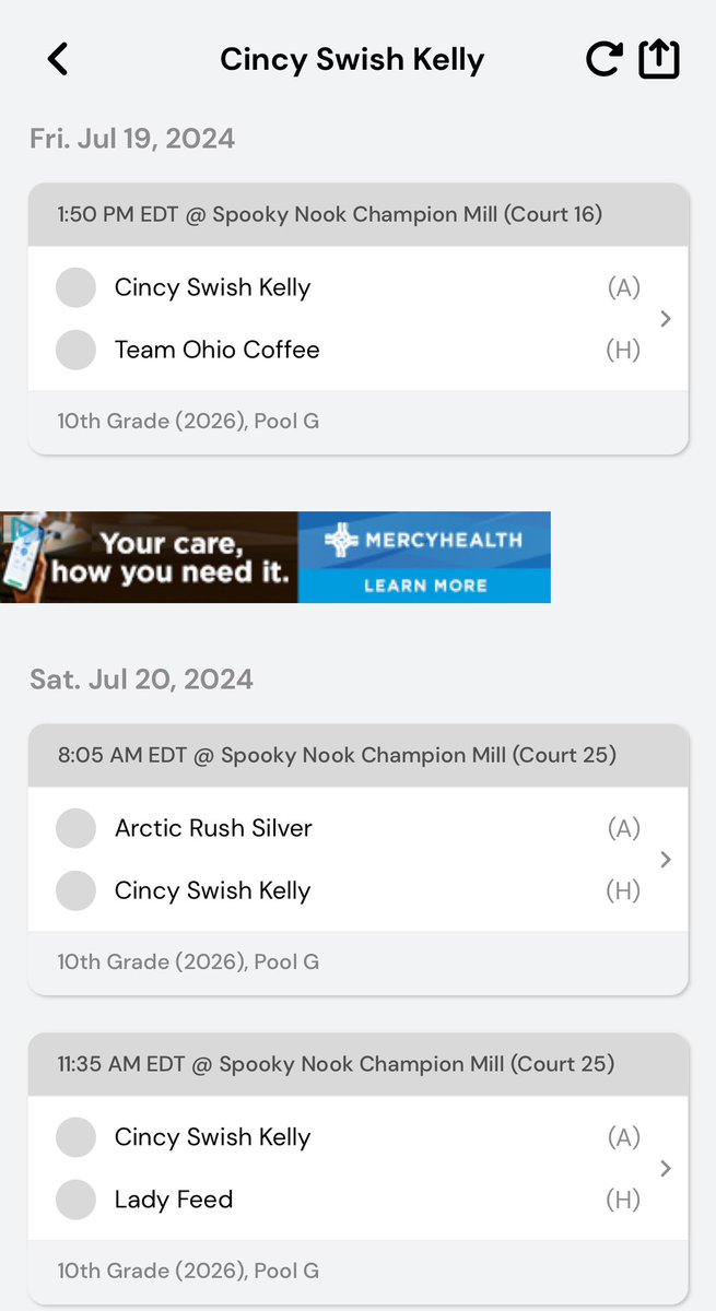 CincySwish's tweet photo. Cincy Swish Kelly26 pool play schedule for The Finale at Spooky Nook in Hamilton. #ExposureTime https://t.co/XEKXjE5Ai0