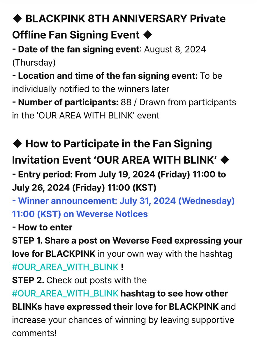 USBU4WAYS's tweet photo. .@BLACKPINK 8th Year Anniversary Fan Signing Event Notice! 🖤💖

➝ https://t.co/ntYs4TxZpQ

#블랙핑크 #BLACKPINK https://t.co/vee0ZfG3PG