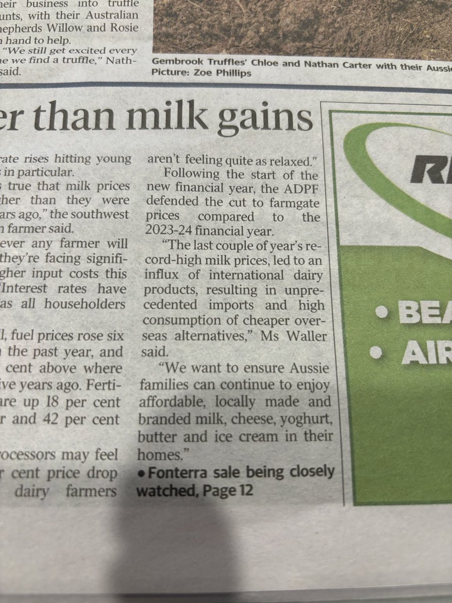 Can someone explain this to me ADPF chief Janine Waller is saying the high milk price led to an influx of imports , but DA’s data reveals imports are down 9.1% , so which is it ⁦? Factories used this information regularly over the last month to justify price drop